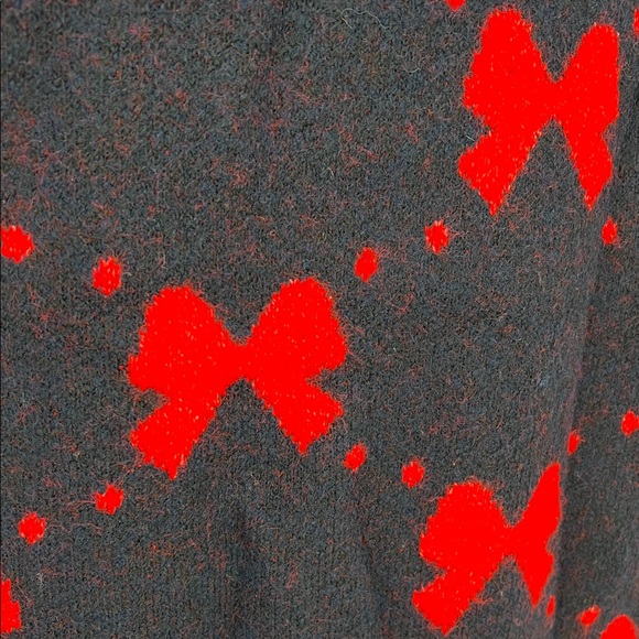 THML Veronica Bow Pattern V-Neck Sweater Vest Navy and Red NWT Size S - Picture 6 of 15